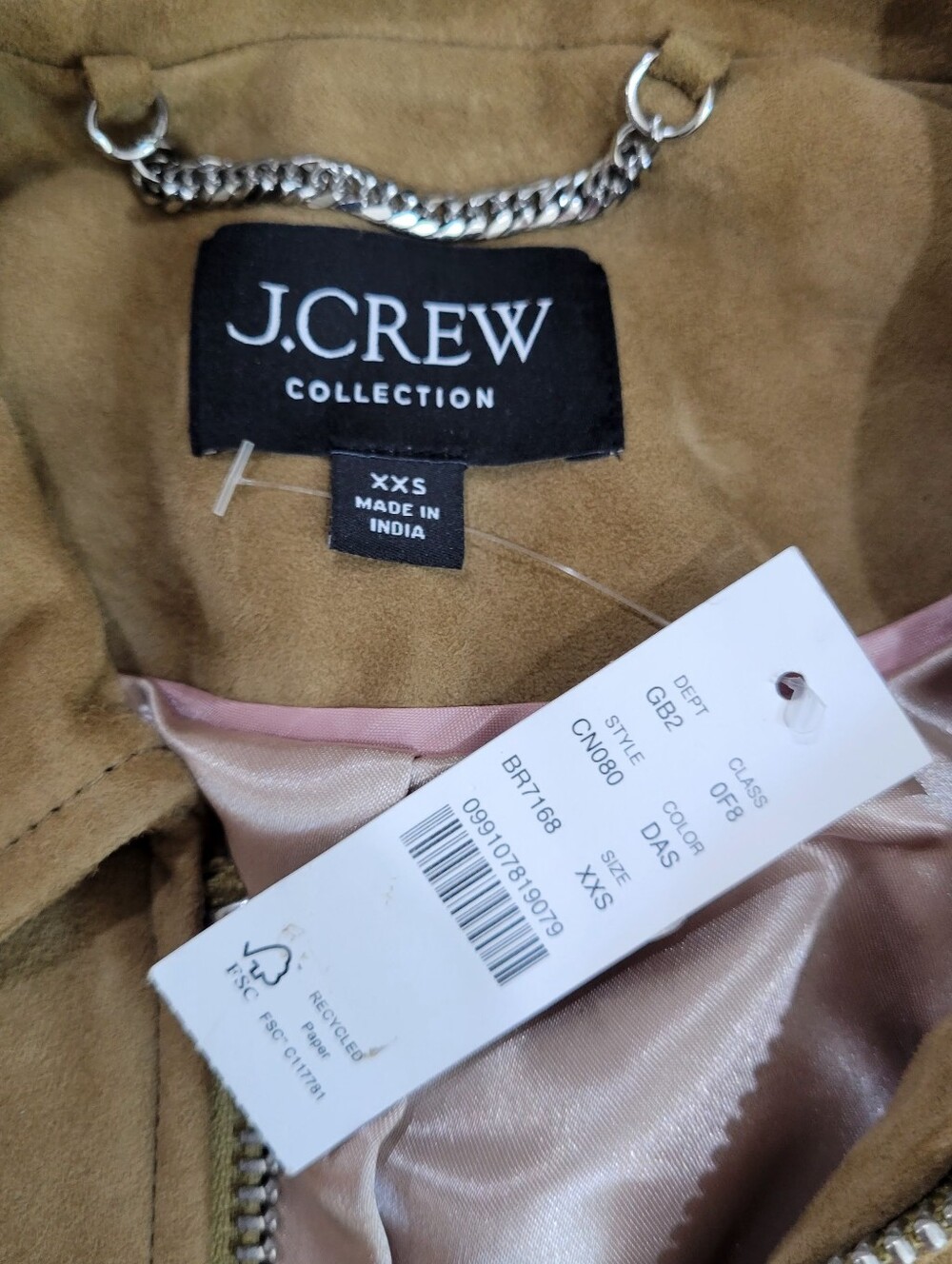 J Crew Collection cropped flight jacket in suede CN080 Size XXS NEW $698 - Picture 6 of 8